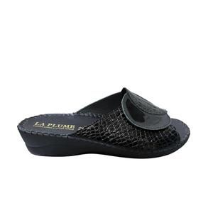 NEW LAPLUME women's paola sandals in black croco